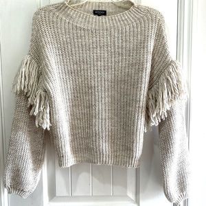 Anthropologie Maison Pholya Italian Alpaca Blend Knit cream off white LS Sweater